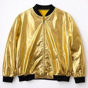 Vintage vibes gold metallic bomber